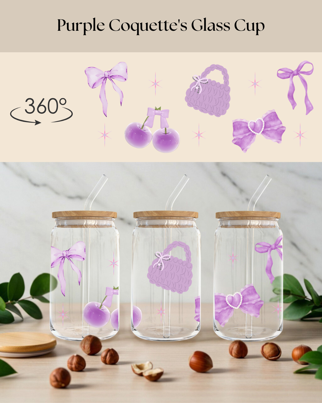 Purple Coquette Glass Cup