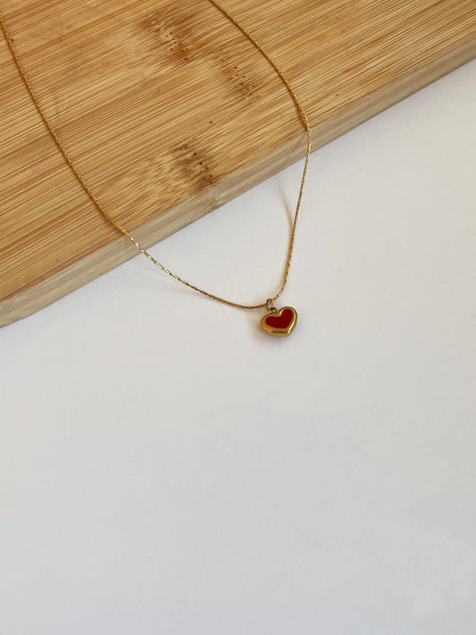 Red Heart Necklace - 18k Gold Plated