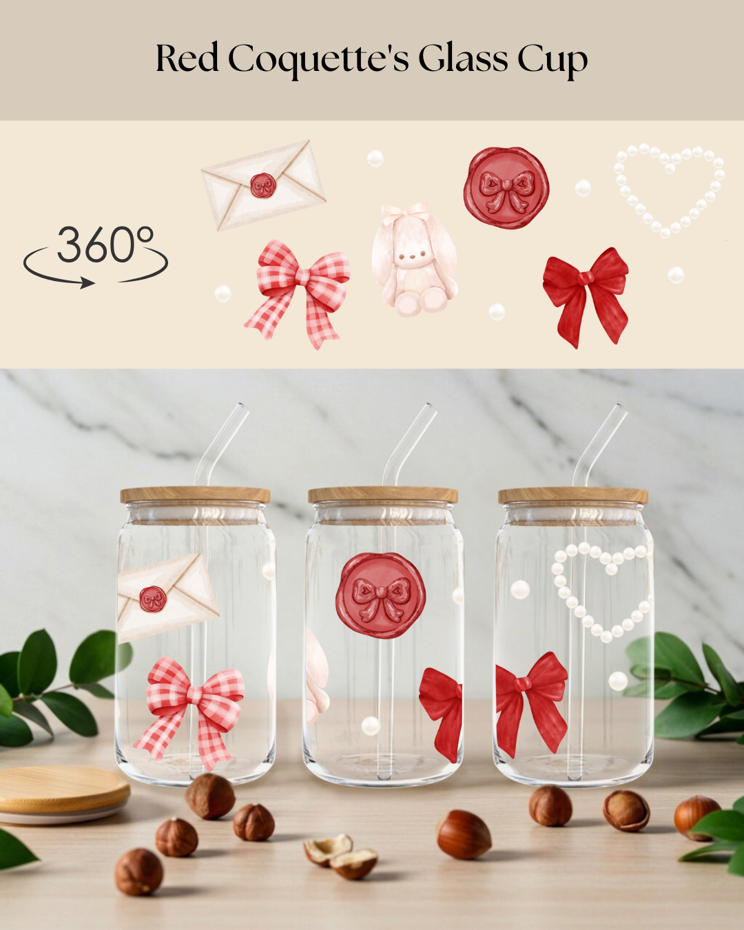 Red Coquette Glass Cup