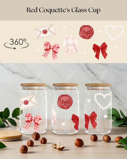 Red Coquette Glass Cup