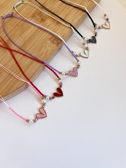 Colored Heart Beaded Bracelet