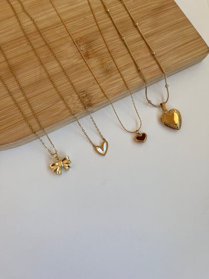 Red Heart Necklace - 18k Gold Plated